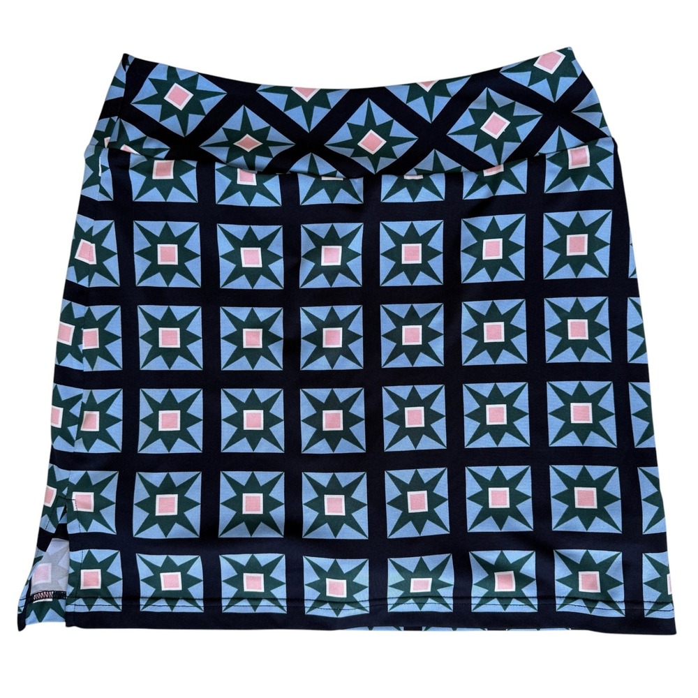 Golftini Womens Geometric Tennis Skort Small Blue Pink Pull On Pickleball Golf